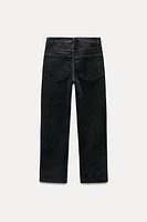 ZW COLLECTION HIGH WAIST CROPPED BOOTCUT FLOCKED JEANS