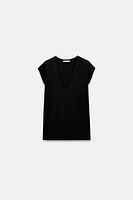 V-NECK COTTON T-SHIRT