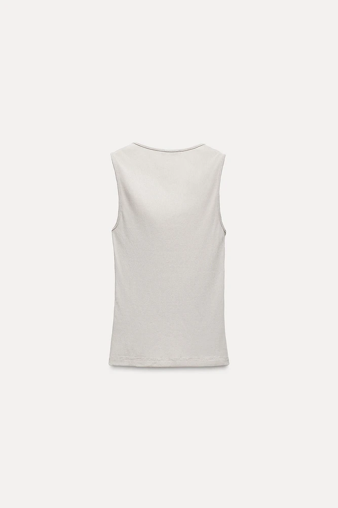 SLEEVELESS RIBBED T-SHIRT