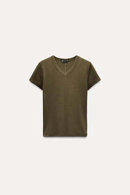 V-NECK COTTON T-SHIRT