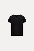 V-NECK COTTON T-SHIRT