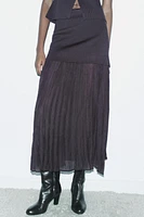 MIXED PLEATED KNIT SKIRT