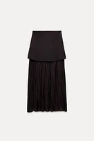 MIXED PLEATED KNIT SKIRT