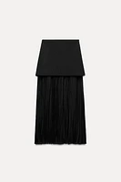 MIXED PLEATED KNIT SKIRT