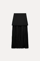 MIXED PLEATED KNIT SKIRT