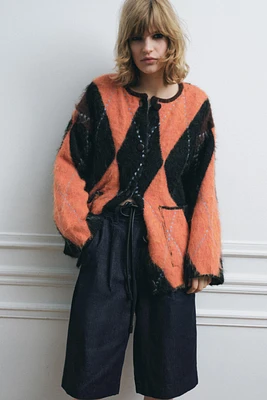 KNIT JACQUARD CARDIGAN