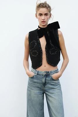 METALLIC THREAD KNIT VEST TOP