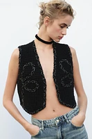 METALLIC THREAD KNIT VEST TOP