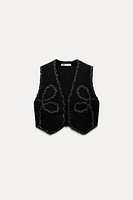 METALLIC THREAD KNIT VEST TOP