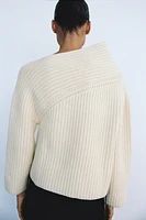 WOOL BLEND ASYMMETRIC NECKLINE SWEATER