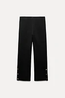 STRAIGHT LEG KNIT PANTS WITH SIDE BUTTONS