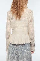 COMBINATION POINTELLE KNIT CARDIGAN