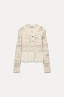 COMBINATION POINTELLE KNIT CARDIGAN