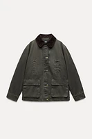 CORDUROY COLLAR WAXED JACKET