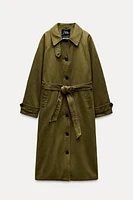 FAUX FUR COLLAR WAXED EFFECT TRENCH