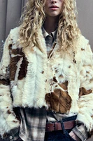 FAUX FUR ANIMAL PRINT JACKET