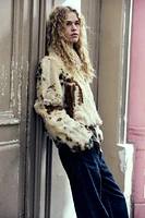 FAUX FUR ANIMAL PRINT JACKET