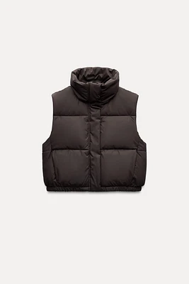 CROPPED RUBBERIZED PUFFER VEST