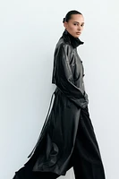 FAUX LEATHER TRENCH COAT