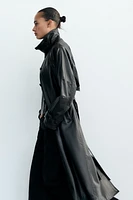 FAUX LEATHER TRENCH COAT