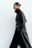 FAUX LEATHER TRENCH COAT