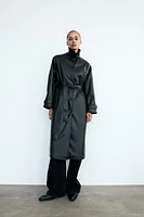 FAUX LEATHER TRENCH COAT