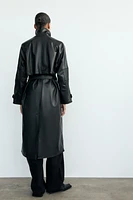 FAUX LEATHER TRENCH COAT