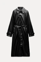 FAUX LEATHER TRENCH COAT