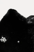 JEWEL DETAIL FAUX FUR COAT ZW COLLECTION