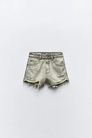 HIGH WAIST RIPPED TRF DENIM SHORTS