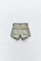 HIGH WAIST RIPPED TRF DENIM SHORTS