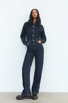 TRF WIDE LEG FULL LENGTH DENIM JUMPSUIT