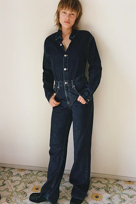 TRF WIDE LEG FULL LENGTH DENIM JUMPSUIT