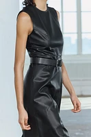 BELTED FAUX LEATHER DRESS ZW COLLECTION