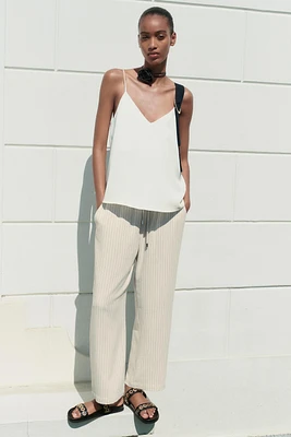 STRIPED LINEN BLEND PANTS