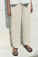 STRIPED LINEN BLEND PANTS