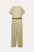 BELTED STRAIGHT LEG JUMPSUIT