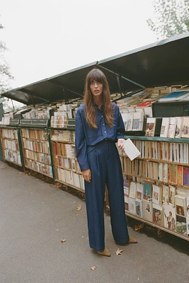 BELTED WIDE LEG PANTS