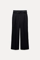 BELTED PLEATED PANTS