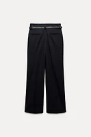 BELTED PLEATED PANTS