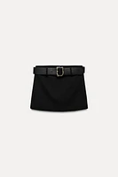 HIGH-WAISTED BELTED SKORT