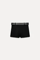 HIGH-WAISTED BELTED SKORT