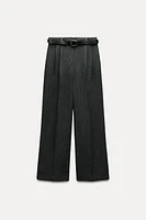 WIDE LEG BELTED PANTS