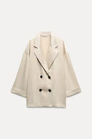 WRINKLE LOOK DOUBLE BREASTED BLAZER