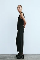 SATIN STRIP ANKLE PANTS