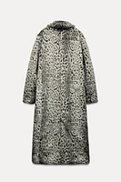 FAUX FUR ANIMAL PRINT COAT