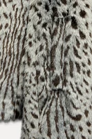 FAUX FUR ANIMAL PRINT COAT