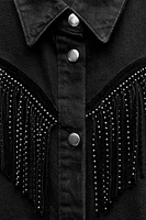 STUDDED FRINGED DENIM JACKET Z1975