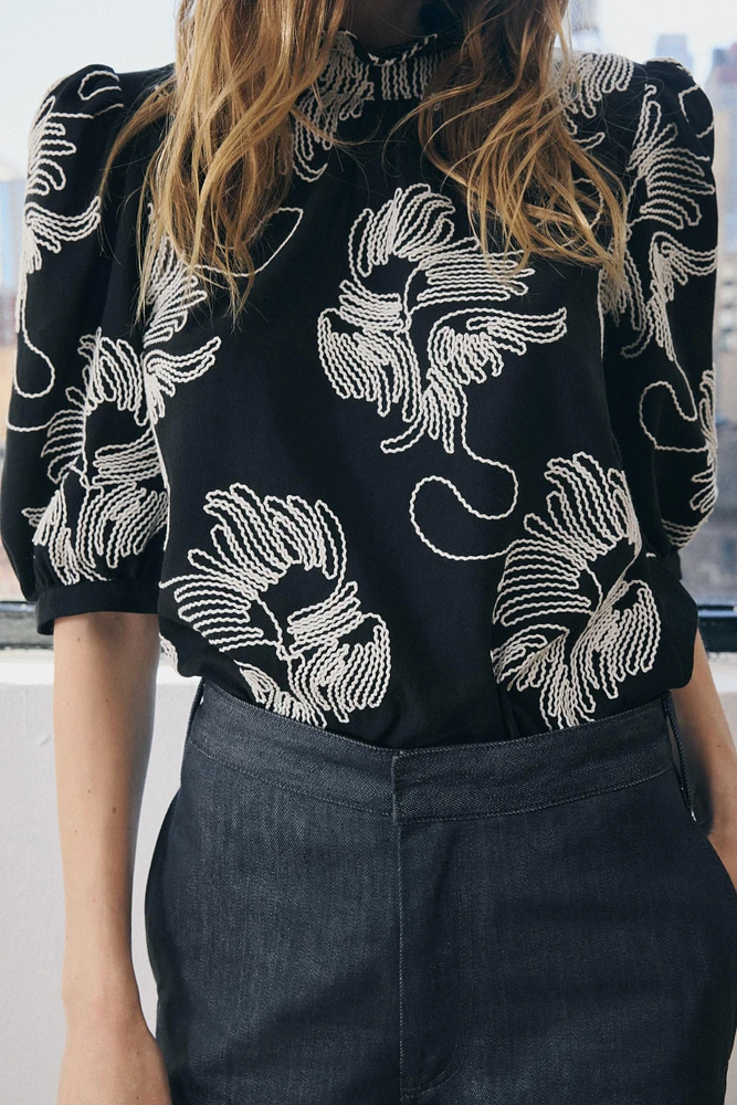 CONTRAST EMBROIDERED SHIRT ZW COLLECTION