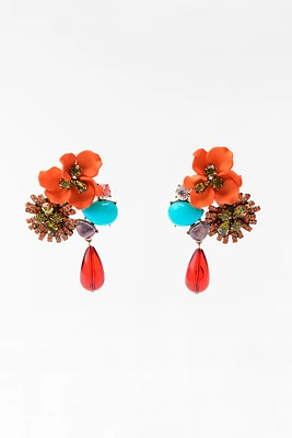 JEWEL BEADS FLOWER EARRINGS